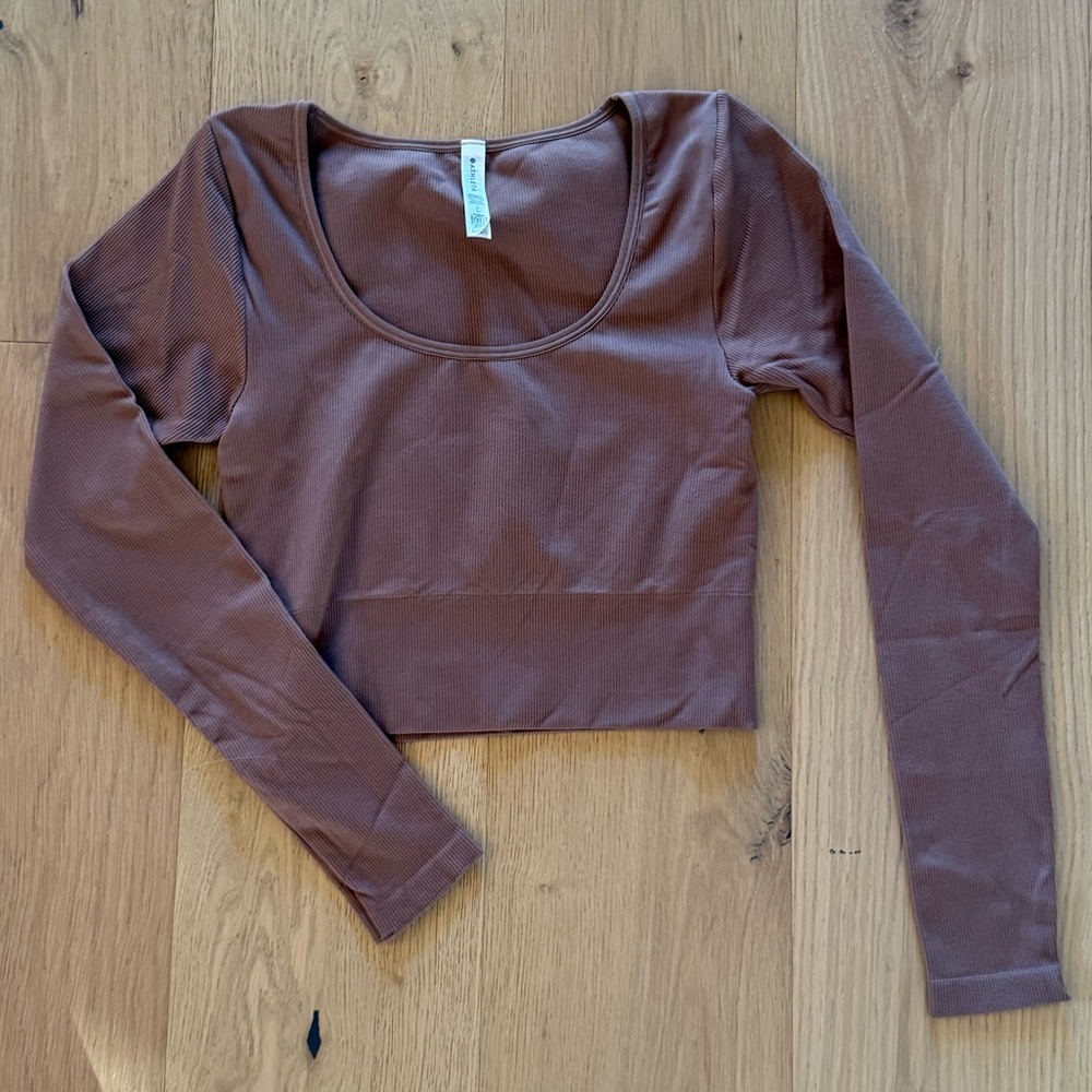 Athleta Long Sleeve Crop Top - Brown